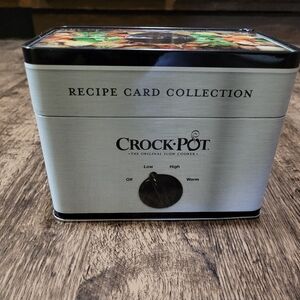 Silver Crockpot Recipe Card Collection Tin